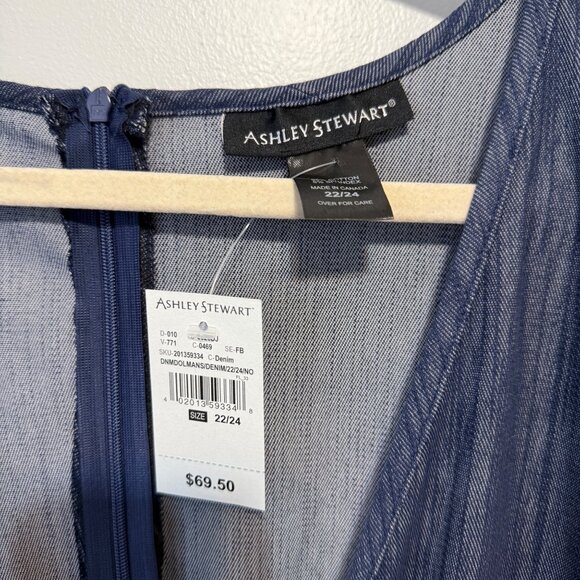 NWT Ashley Stewart Womens Plus Size 22/24 Blue V-Neck Jumpsuit Dolman Sleeves - Picture 5 of 6